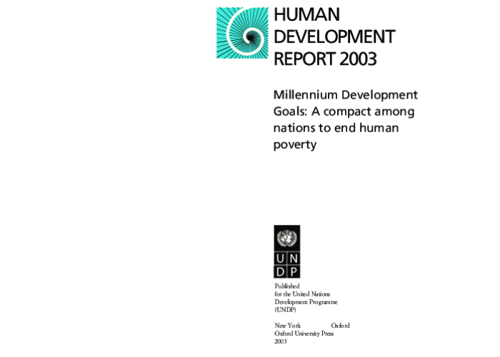 Human Development Report 2003 PDF file screenshot