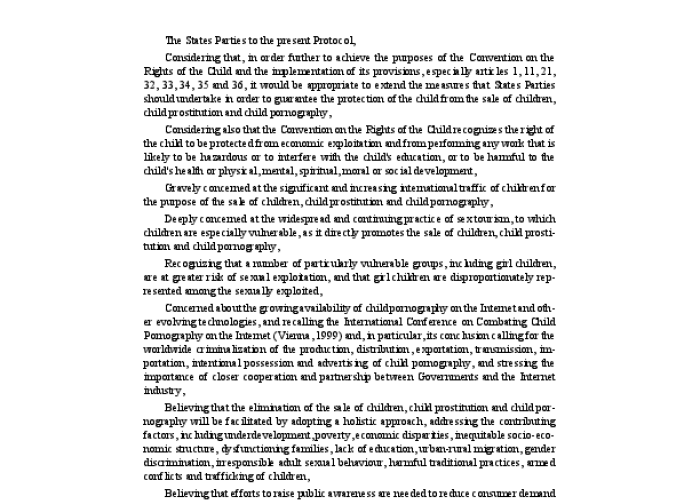 Optional Protocol to the Convention on the Rights of the Child on the Sale of Children, Child Prostitution and Child Pornography PDF file screenshot