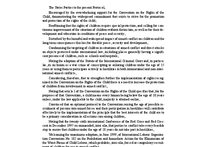 Optional Protocol to the Convention on the Rights of the Child on the involvement of children in Armed Conflict PDF file screenshot