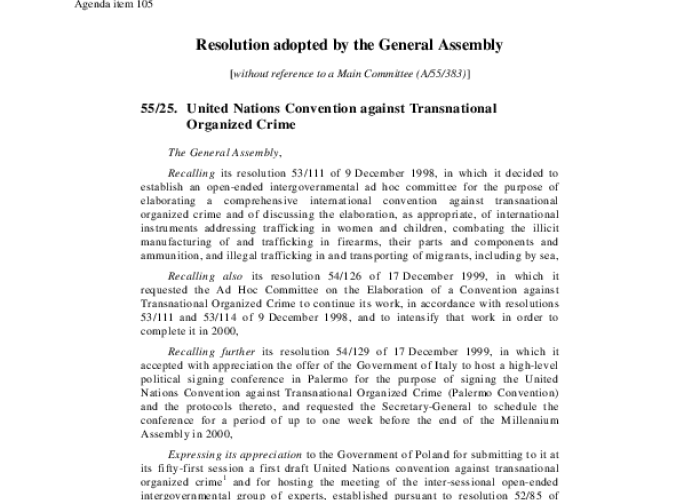 Protocol against the Smuggling of Migrants by Land, Sea and Air, supplementing the United Nations Convention against Transnational Organized Crime PDF file screenshot