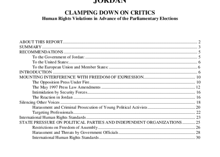 Clamping Down on Critics: Human Rights Violations in Advance of the Elections PDF file screenshot