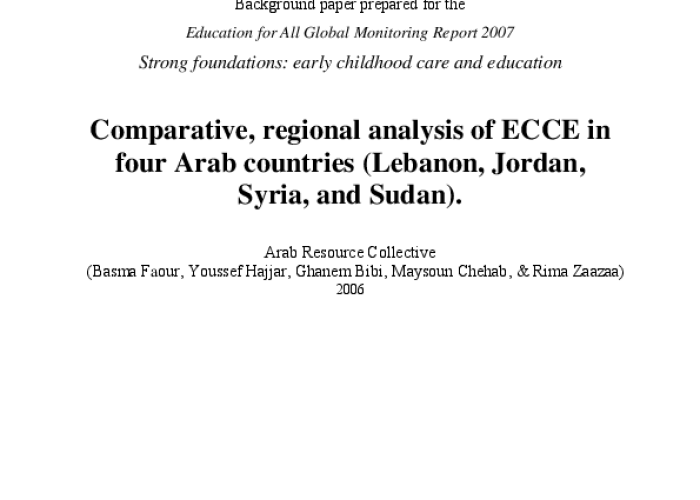 Comparative,Regional Analysis of ECCE in Four Arab Countries (Lebanon,Jordan,Syria and Sudan) PDF file screenshot