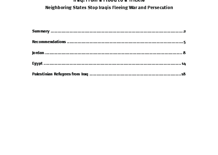 From a Flood to a Trickle: Neighboring
States Stop Iraqis Fleeing War and Persecution PDF file screenshot