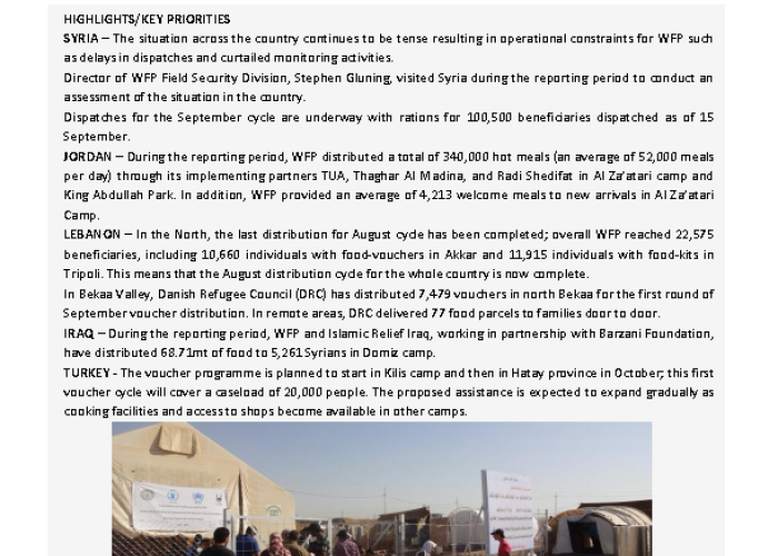 WFP's Response Inside Syria and in Neighbouring Countries: Jordan,Lebanon,Turkey and Iraq PDF file screenshot
