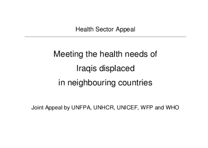 Meeting the health needs of Iraqis displaced in neighbouring countries PDF file screenshot
