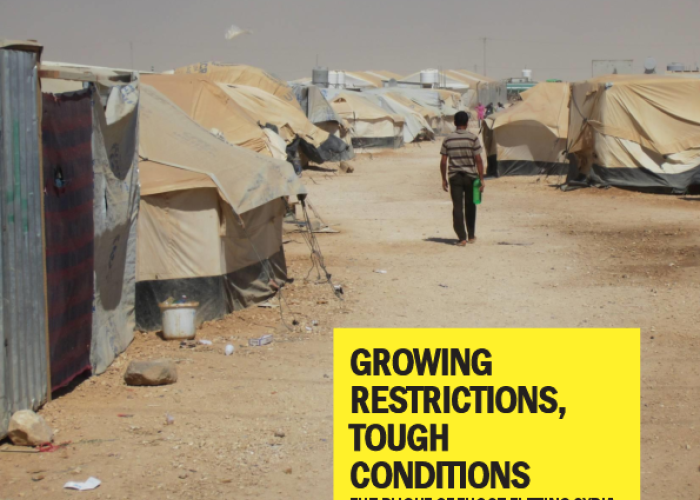 Growing Restrictions;; Tough Conditions: The Plight of those Fleeing Syria in Jordan PDF file screenshot
