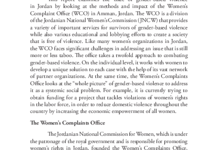 Working Towards Equality: An Analysis of the Efforts to Combat Gender-Based Violence in Amman PDF file screenshot