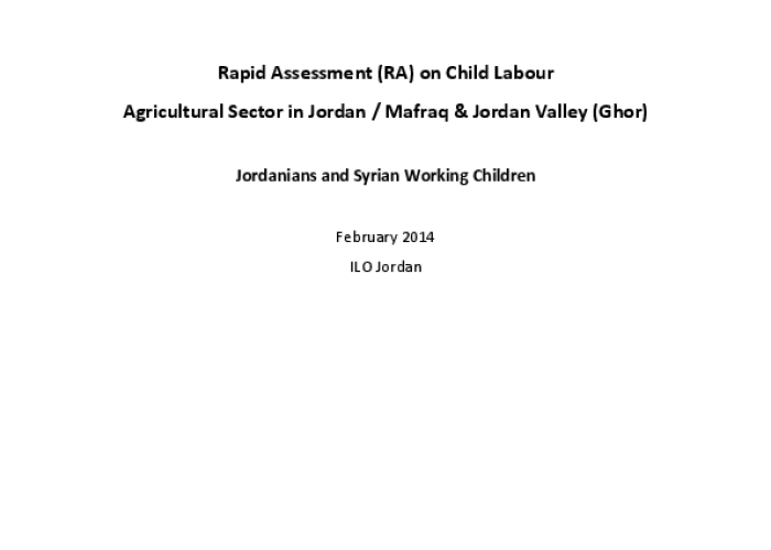 Rapid Assessment on Child Labor: Agricultural Sector in Jordan / Mafraq & Jordan Valley PDF file screenshot