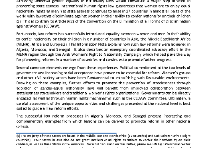 Preventing and Reducing Statelessness: Good Practices in Promoting and Adopting Gender Equality in Nationality Laws PDF file screenshot