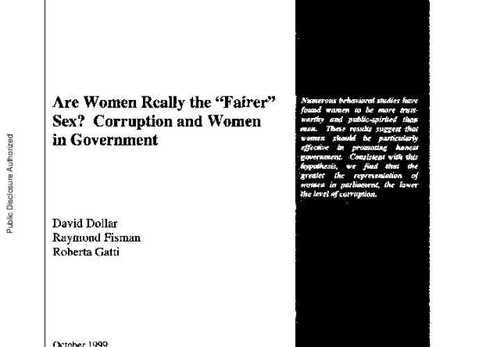 Are Women Really the "Fairer" Sex? Corruption and Women in Government PDF file screenshot