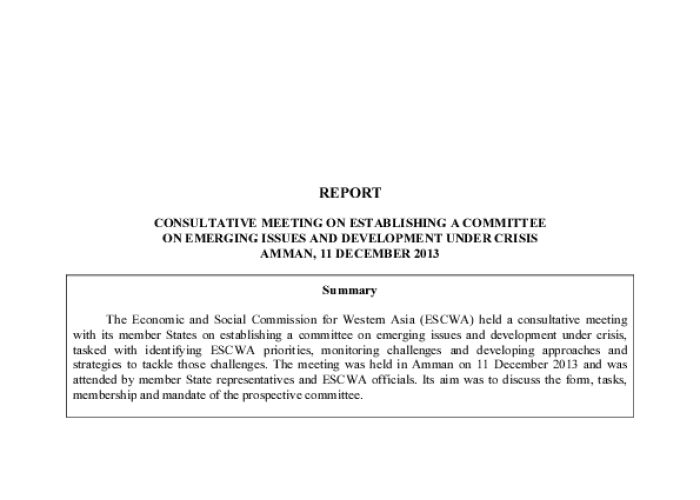 Consultative Meeting on Establishing a Committee on Emerging Issues and Development Under Crisis PDF file screenshot