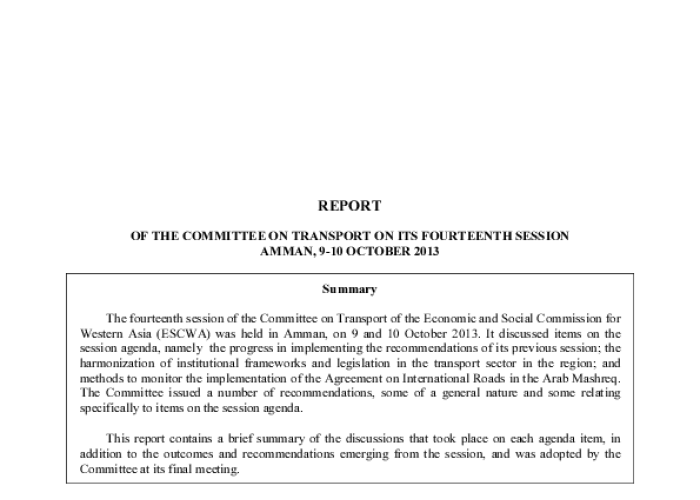 Report of the Committee on Transport on its Fourteenth Session PDF file screenshot