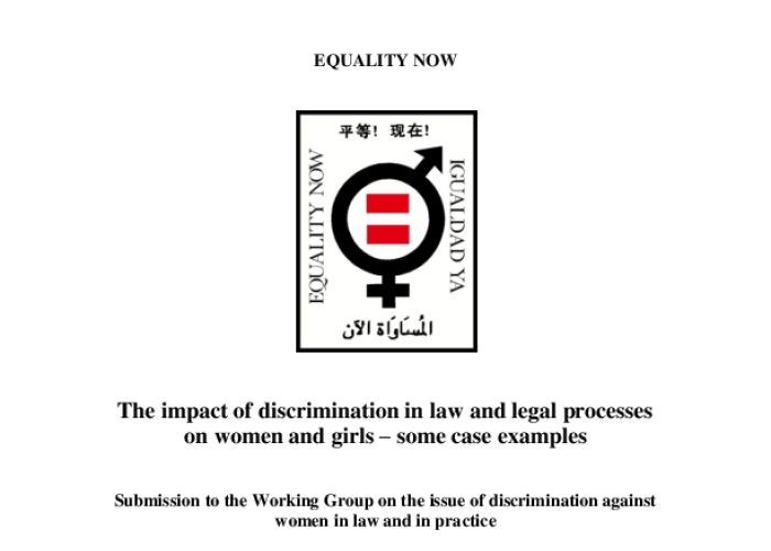 The Impact of Discrimination in Law and Legal Processes on Women and Girls – Some Case Examples PDF file screenshot