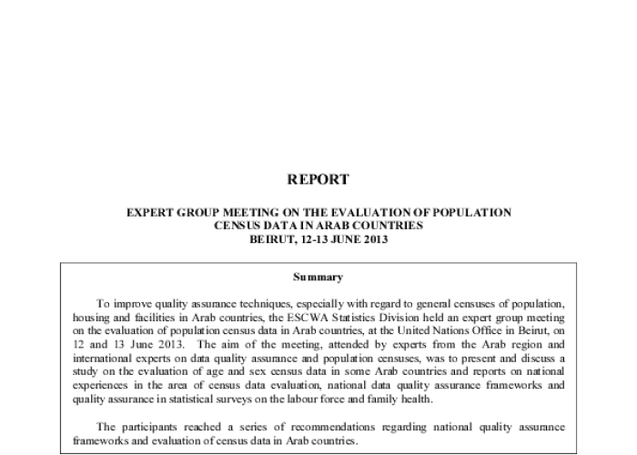 Expert Group Meeting on the Evaluation of Population Census Data in Arab Countries  PDF file screenshot