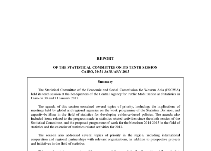 Report of the Statistical Committee on its Tenth Session PDF file screenshot
