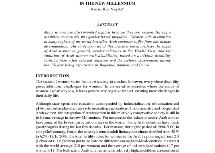 Gender and Disability in the Arab Region: The Challenges in the New Millennium  PDF file screenshot