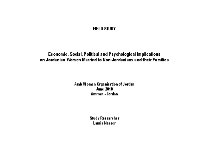 Economic,Social,Political and Psychological Implications on Jordanian Women Married to Non-Jordanians and their Families  PDF file screenshot