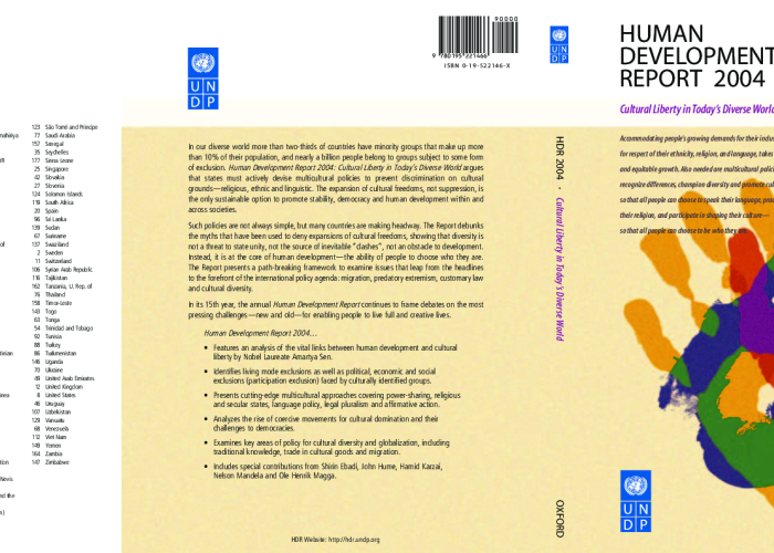 Human Development Report 2004 Cultural Liberty in Today's Diverse World PDF file screenshot
