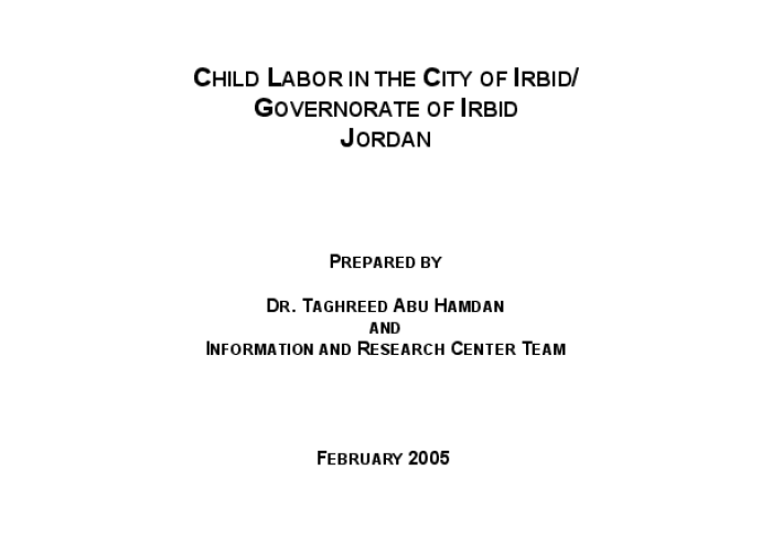 Child Labor (Labour) in the City of Irbid: Jordan PDF file screenshot