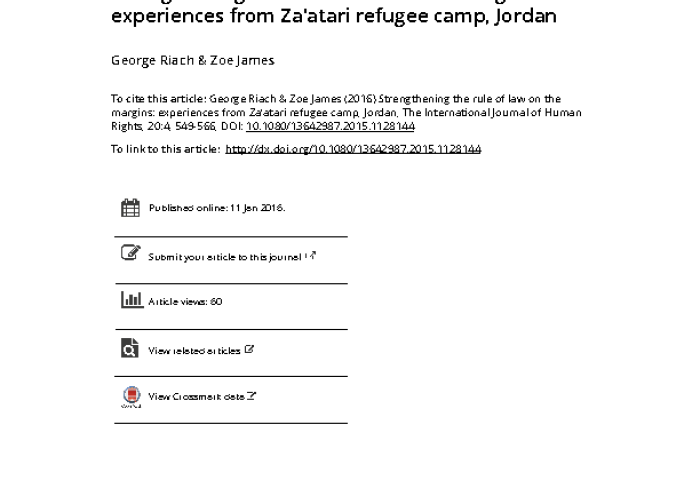 Strengthening the rule of law on the margins: experiences from Za'atari refugee camp,Jordan PDF file screenshot