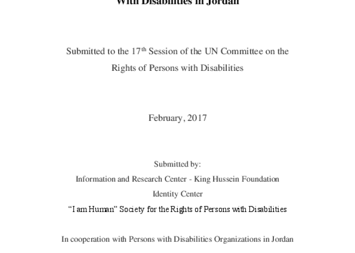 Shadow Report on the Status of Implementation of the Convention on the Rights of Persons with Disabilities in Jordan PDF file screenshot