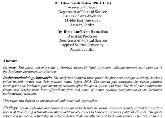 The Factors Affecting the Women Political Participations in Jordanian Parliamentary Elections (2003-2013) PDF file screenshot