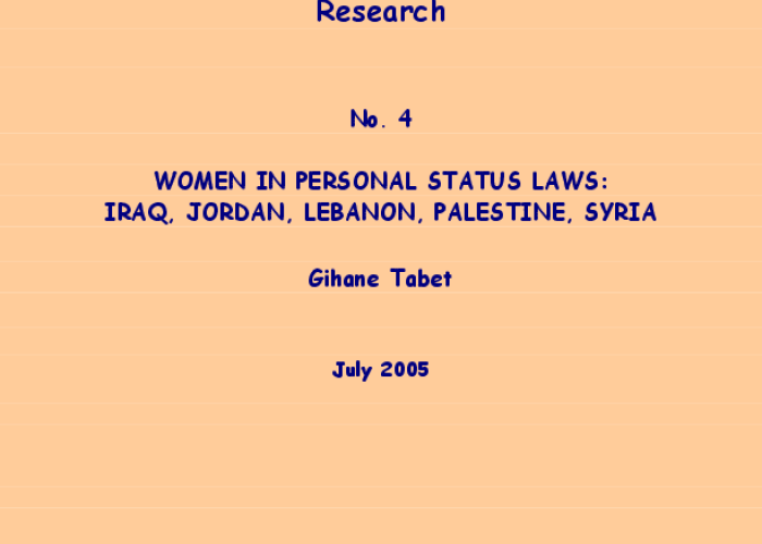 Women in Personal Status Laws: Iraq,Jordan,Lebanon,Palestine,Syria PDF file screenshot