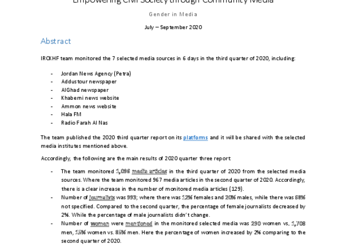 Empowering Civil Society through Media: 2020 Quarter Three Report PDF file screenshot