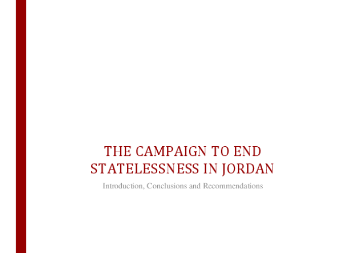 THE CAMPAIGN TO END STATELESSNESS IN JORDAN PDF file screenshot